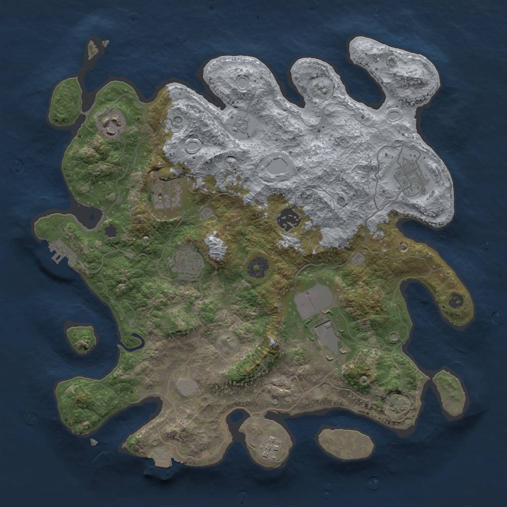 Rust Map: Procedural Map, Size: 3500, Seed: 884992373, 14 Monuments
