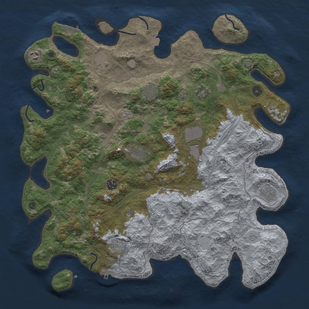 Rust Map: Procedural Map, Size: 4500, Seed: 291464548, 18 Monuments