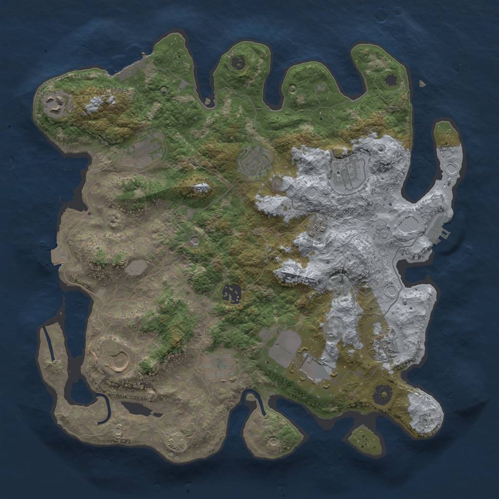 Rust Map: Procedural Map, Size: 3650, Seed: 162596819, 18 Monuments