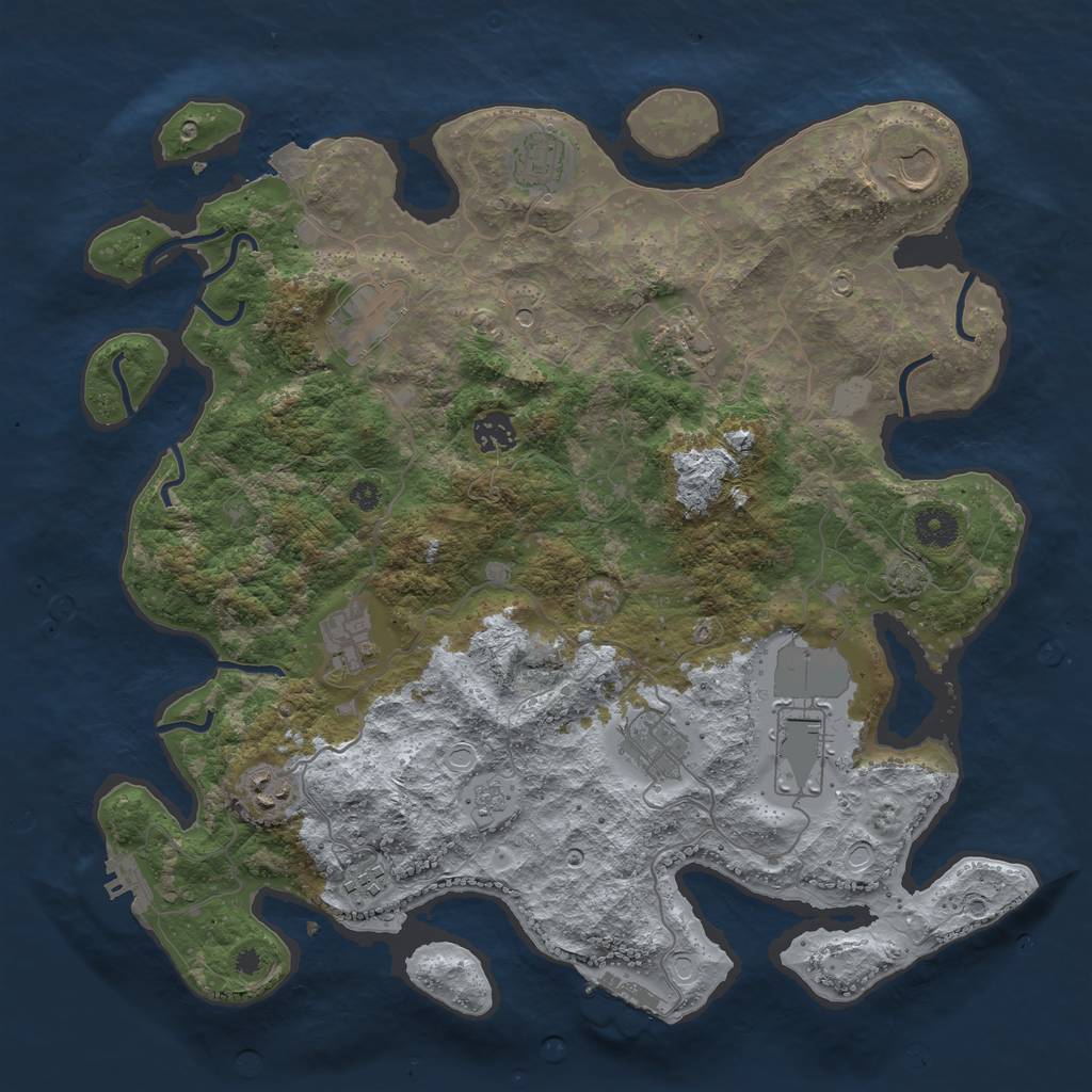 Rust Map: Procedural Map, Size: 3850, Seed: 1440571380, 18 Monuments