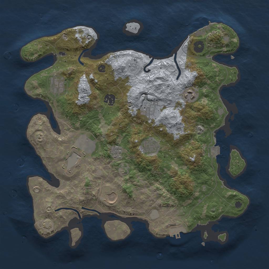 Rust Map: Procedural Map, Size: 3500, Seed: 1246675660, 16 Monuments