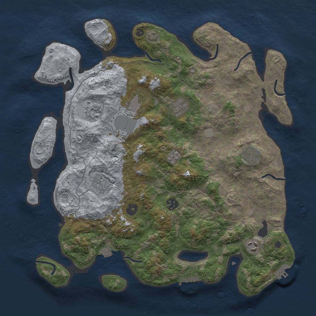 Rust Map: Procedural Map, Size: 4000, Seed: 859293857, 16 Monuments