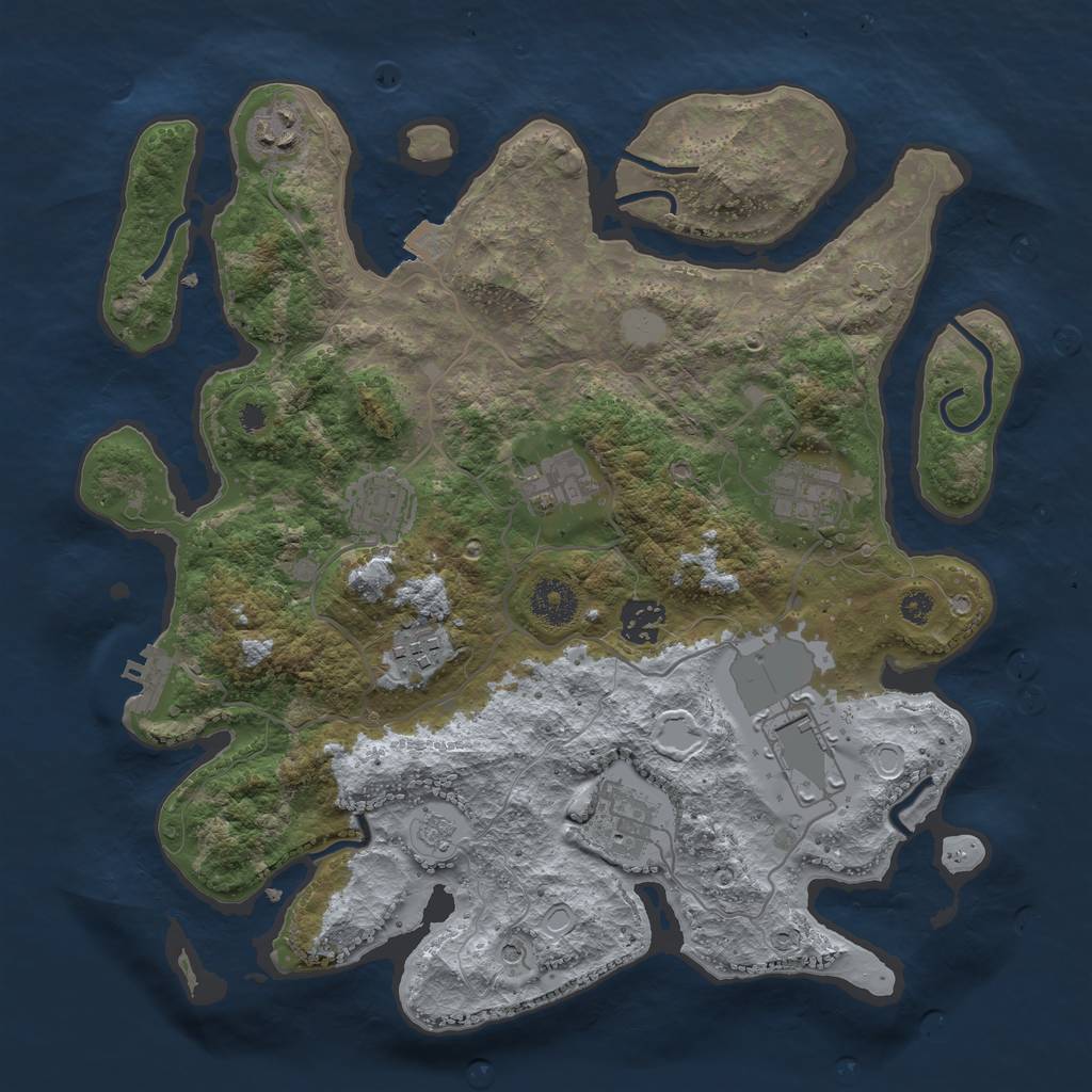 Rust Map: Procedural Map, Size: 3500, Seed: 28109, 15 Monuments