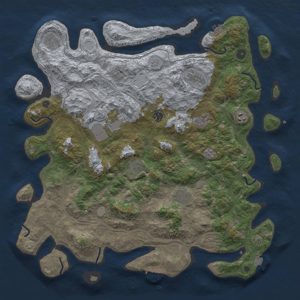 Rust Map: Procedural Map, Size: 4500, Seed: 1184110394, 17 Monuments