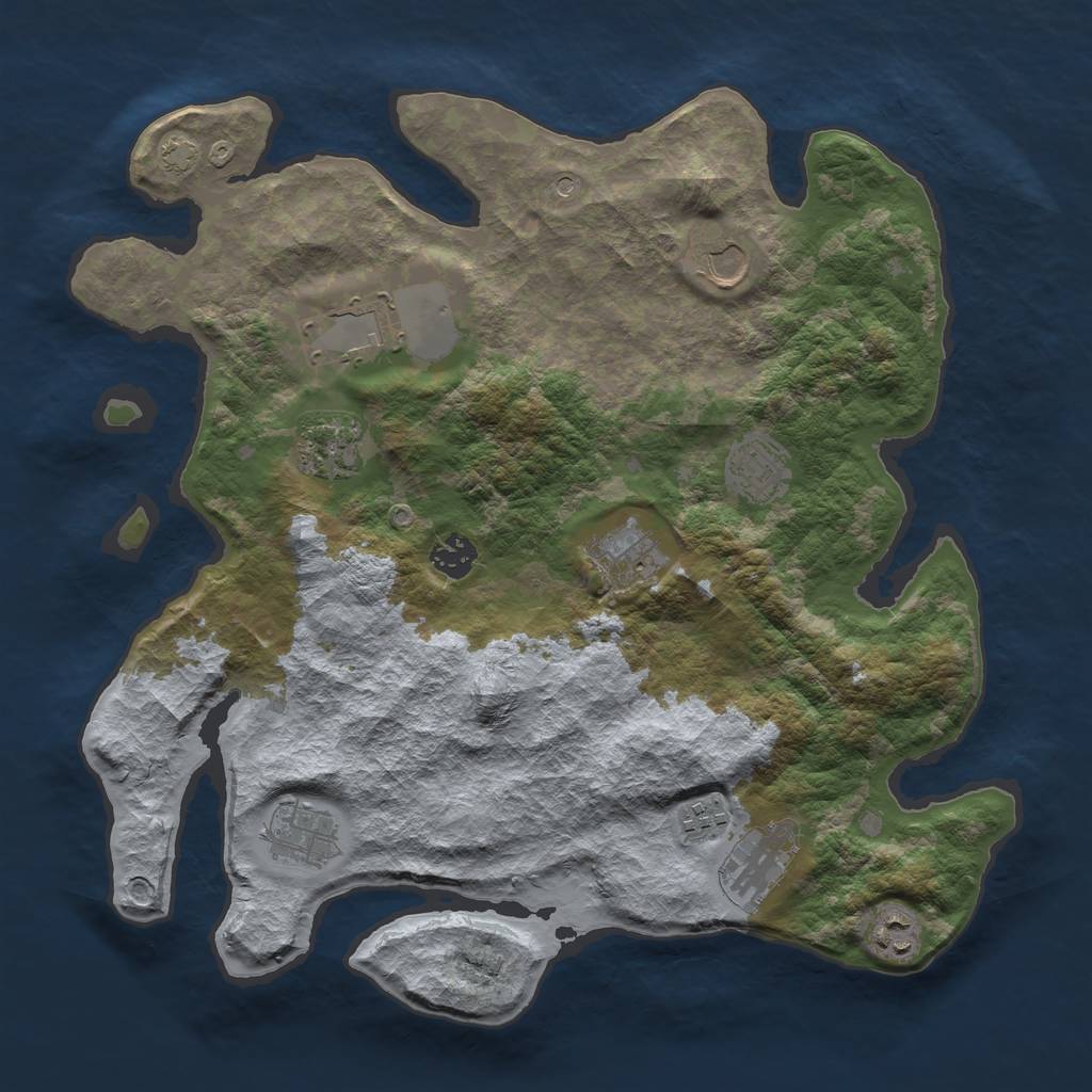 Rust Map: Barren, Size: 3750, Seed: 85083419, 14 Monuments