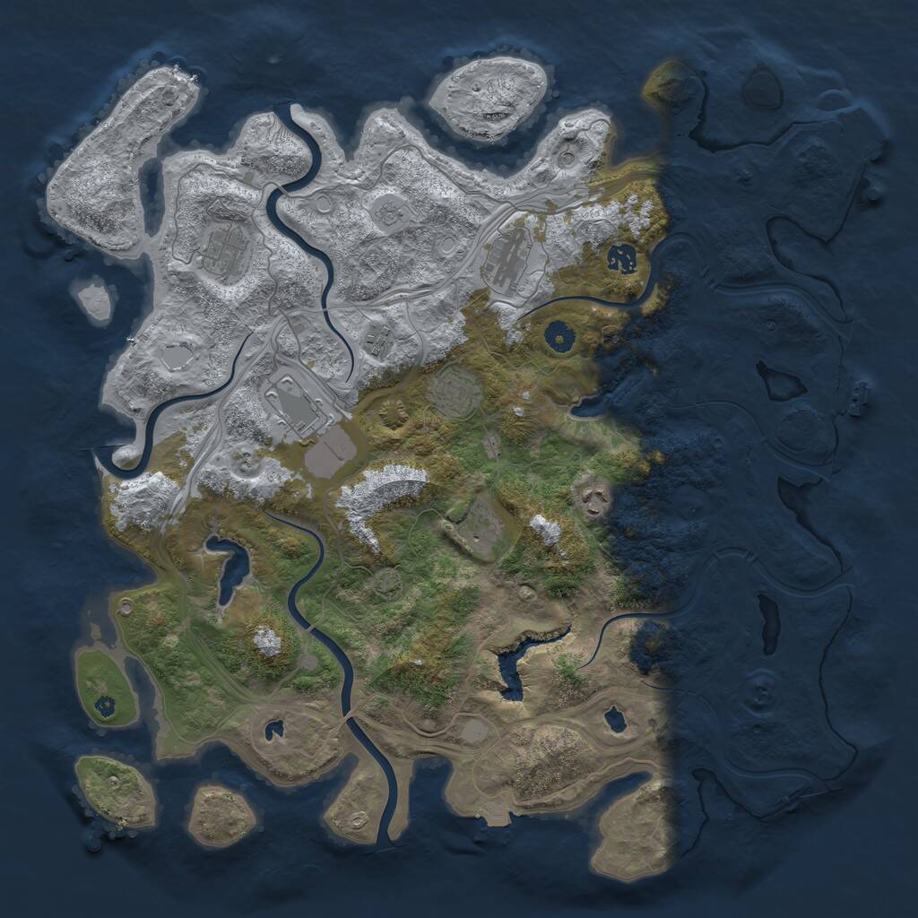 Rust Map: Procedural Map, Size: 4500, Seed: 1140752375, 14 Monuments
