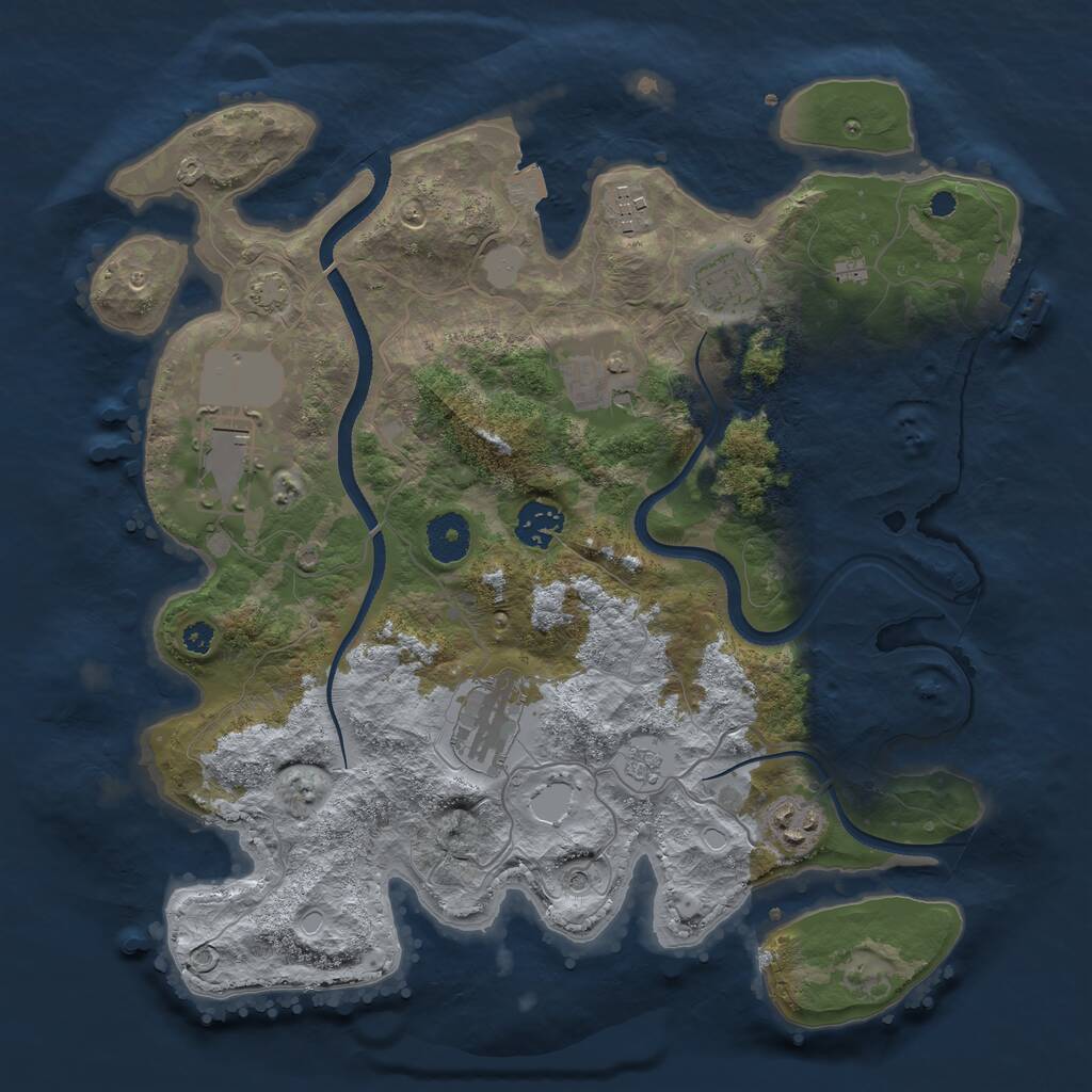 Rust Map: Procedural Map, Size: 3500, Seed: 483760325, 12 Monuments
