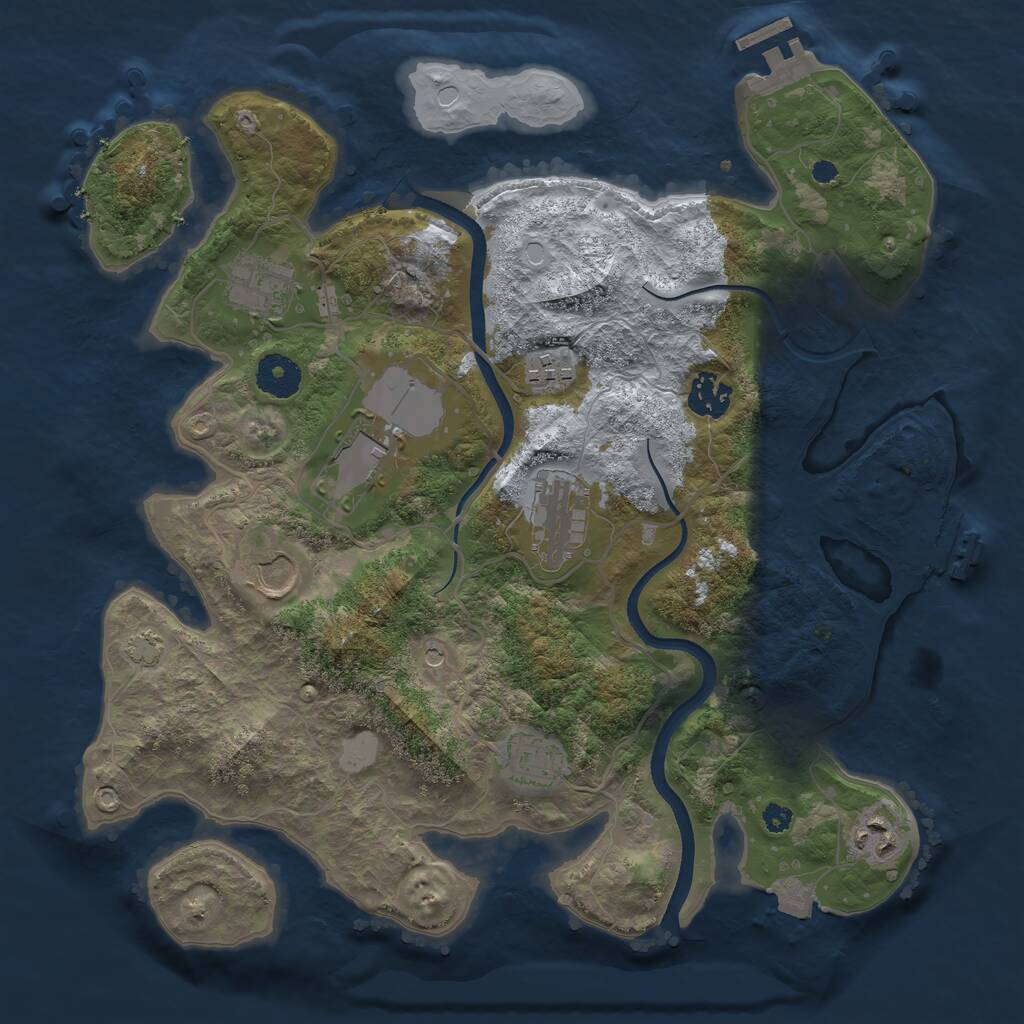 Rust Map: Procedural Map, Size: 3500, Seed: 1125090692, 13 Monuments