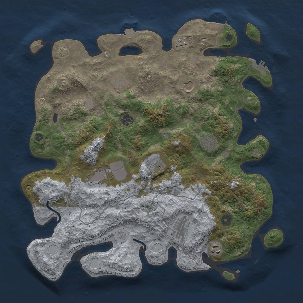 Rust Map: Procedural Map, Size: 4000, Seed: 57705313, 17 Monuments