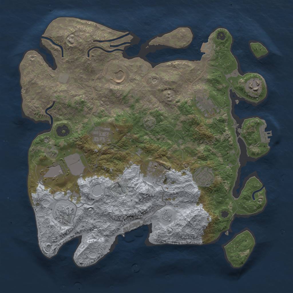 Rust Map: Procedural Map, Size: 3500, Seed: 752080544, 16 Monuments