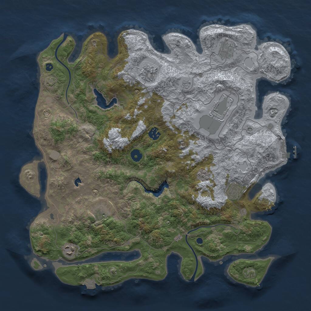 Rust Map: Procedural Map, Size: 4000, Seed: 1528405990, 13 Monuments