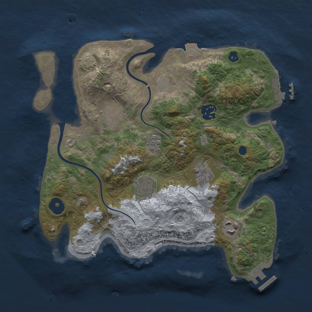 Rust Map: Procedural Map, Size: 3000, Seed: 1201157037, 11 Monuments