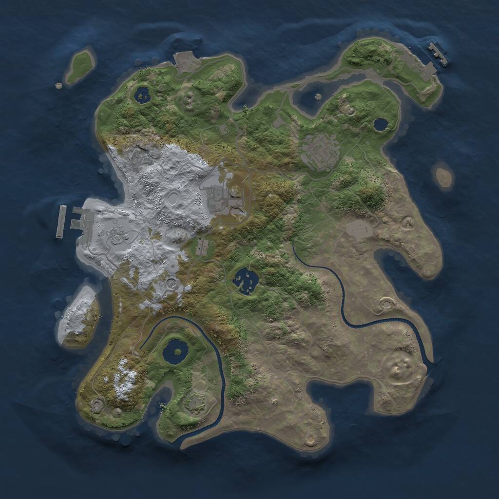 Rust Map: Procedural Map, Size: 3000, Seed: 2067391711, 9 Monuments