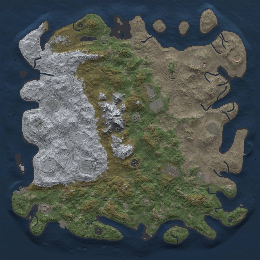 Rust Map: Procedural Map, Size: 5000, Seed: 44433434, 19 Monuments