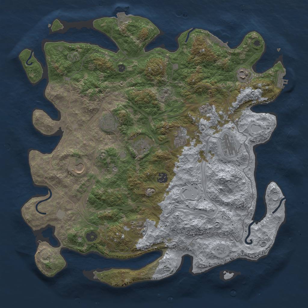 Rust Map: Procedural Map, Size: 4250, Seed: 1145727755, 17 Monuments