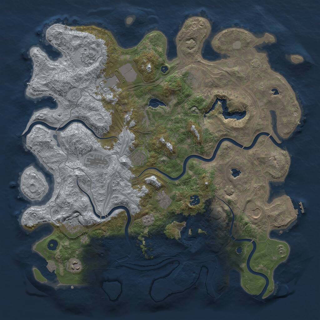 Rust Map: Procedural Map, Size: 4500, Seed: 76953, 16 Monuments