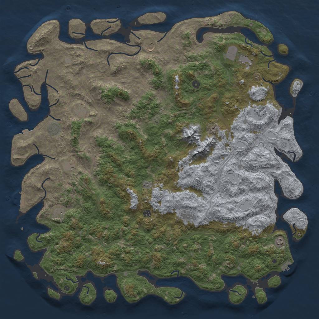 Rust Map: Procedural Map, Size: 6000, Seed: 60309111, 19 Monuments