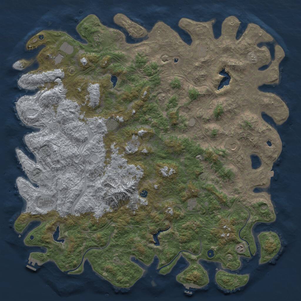 Rust Map: Procedural Map, Size: 6000, Seed: 34562386, 17 Monuments