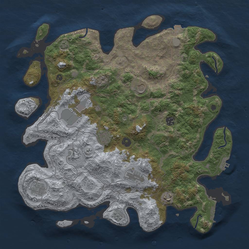 Rust Map: Procedural Map, Size: 4000, Seed: 1087801331, 17 Monuments