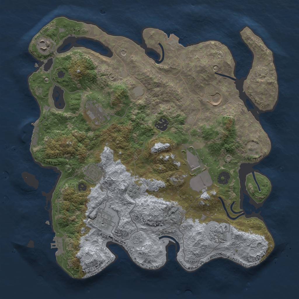 Rust Map: Procedural Map, Size: 3500, Seed: 446494919, 17 Monuments