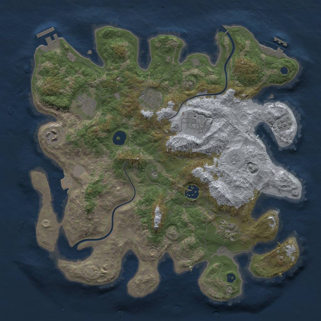 Rust Map: Procedural Map, Size: 3450, Seed: 55077126, 13 Monuments
