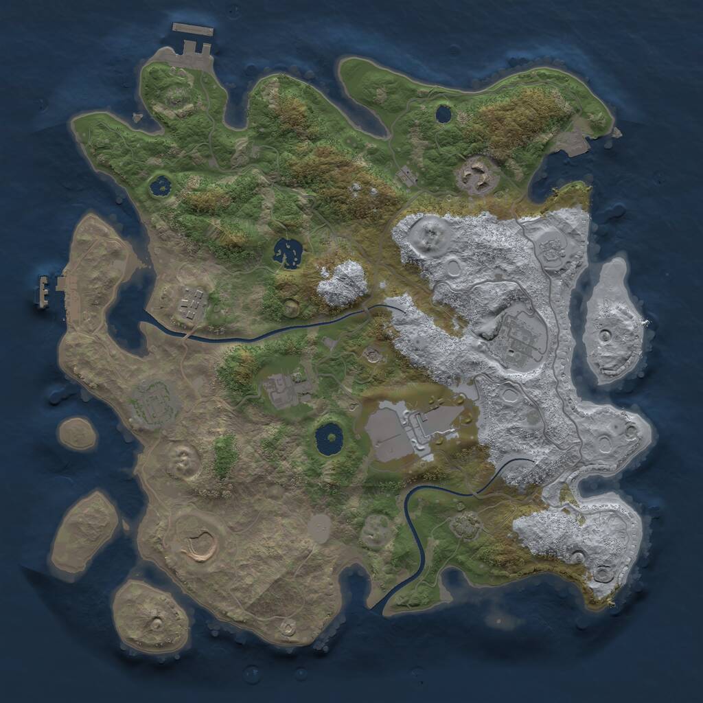 Rust Map: Procedural Map, Size: 3500, Seed: 1330008461, 14 Monuments