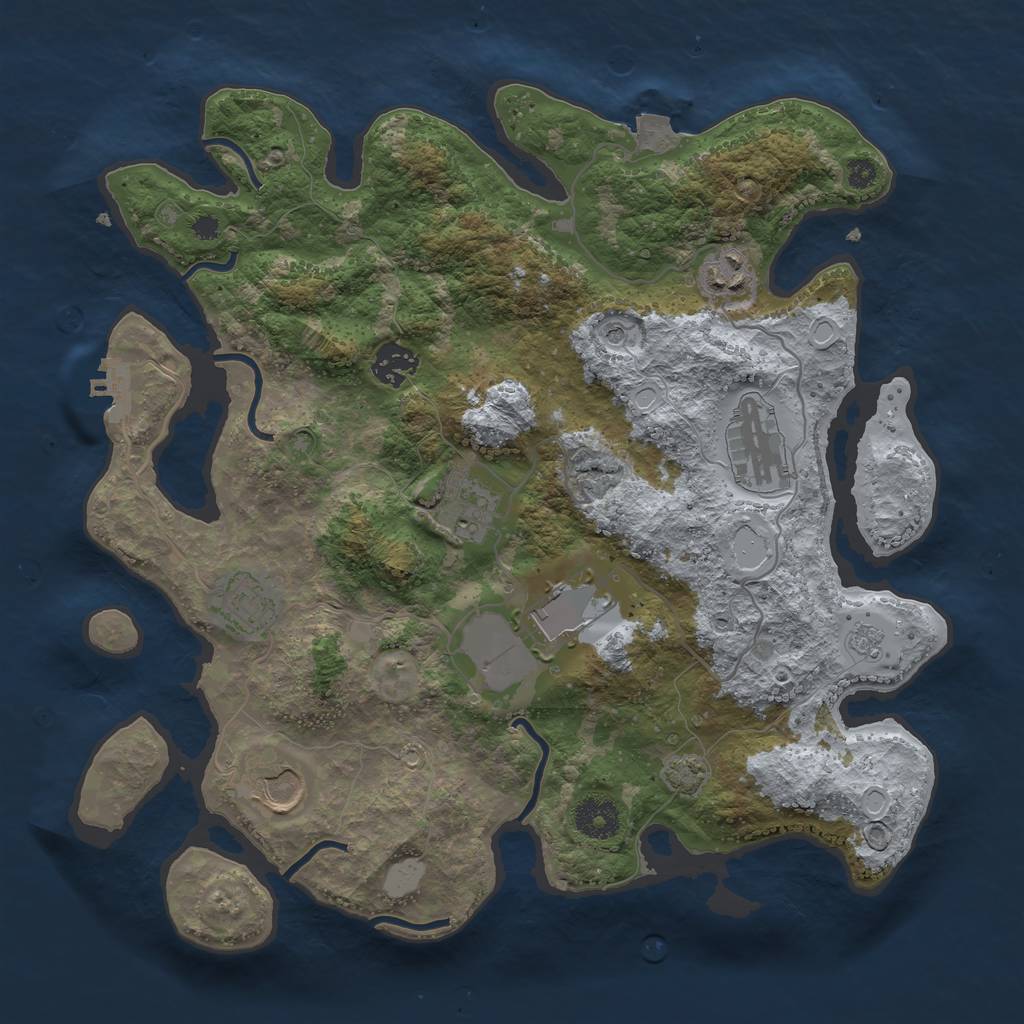 Rust Map: Procedural Map, Size: 3500, Seed: 1330008461, 14 Monuments