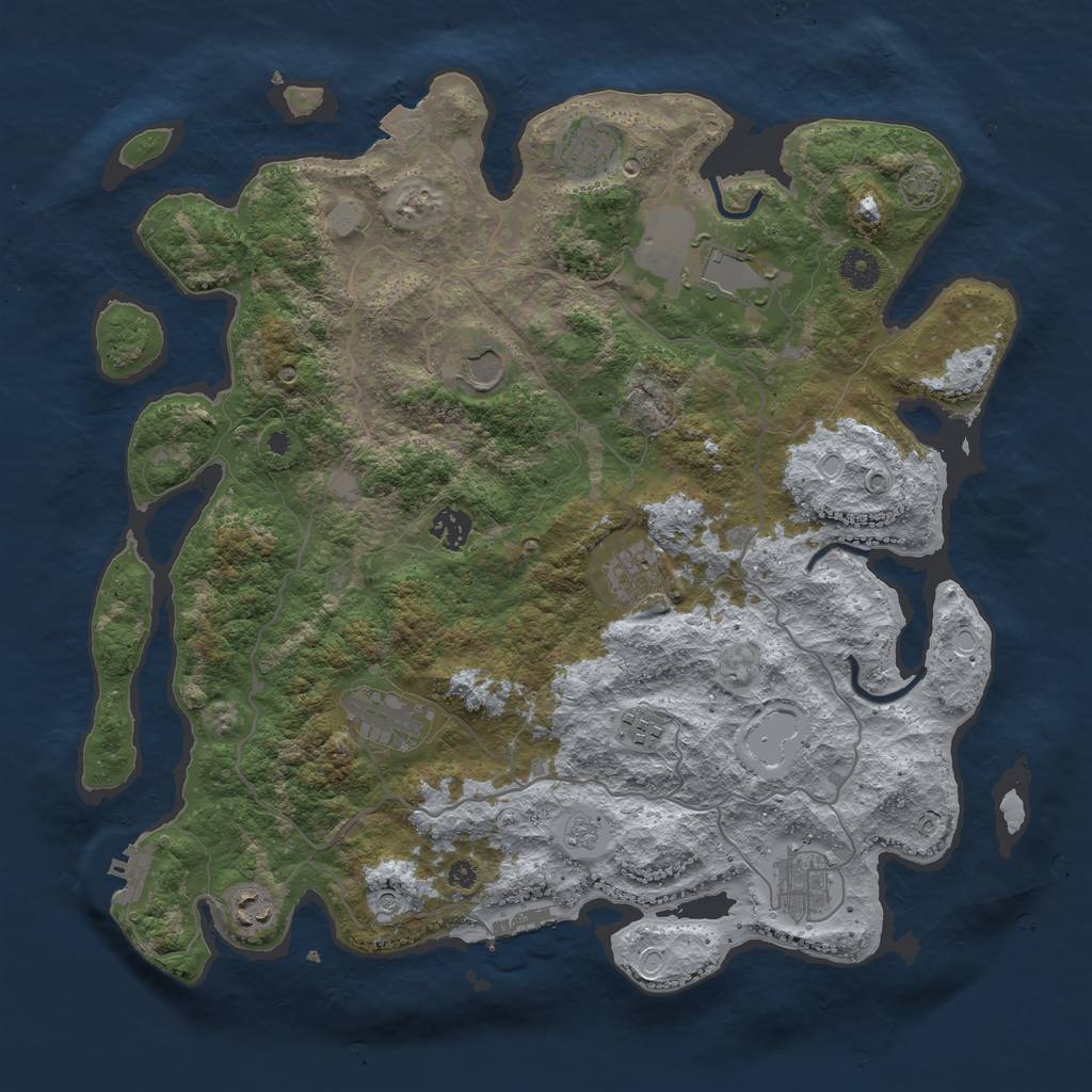 Rust Map: Procedural Map, Size: 4000, Seed: 474567124, 17 Monuments