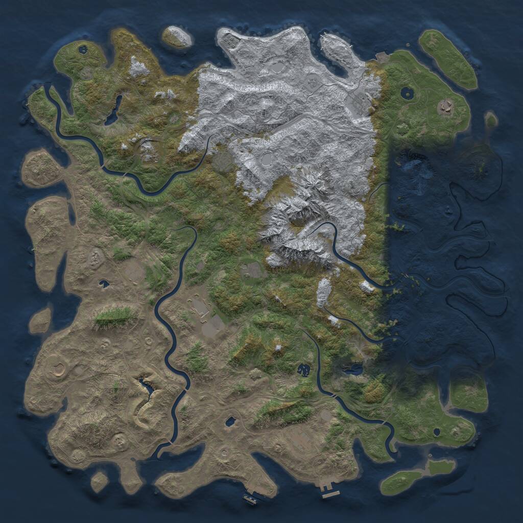 Rust Map: Procedural Map, Size: 6000, Seed: 305674315, 17 Monuments