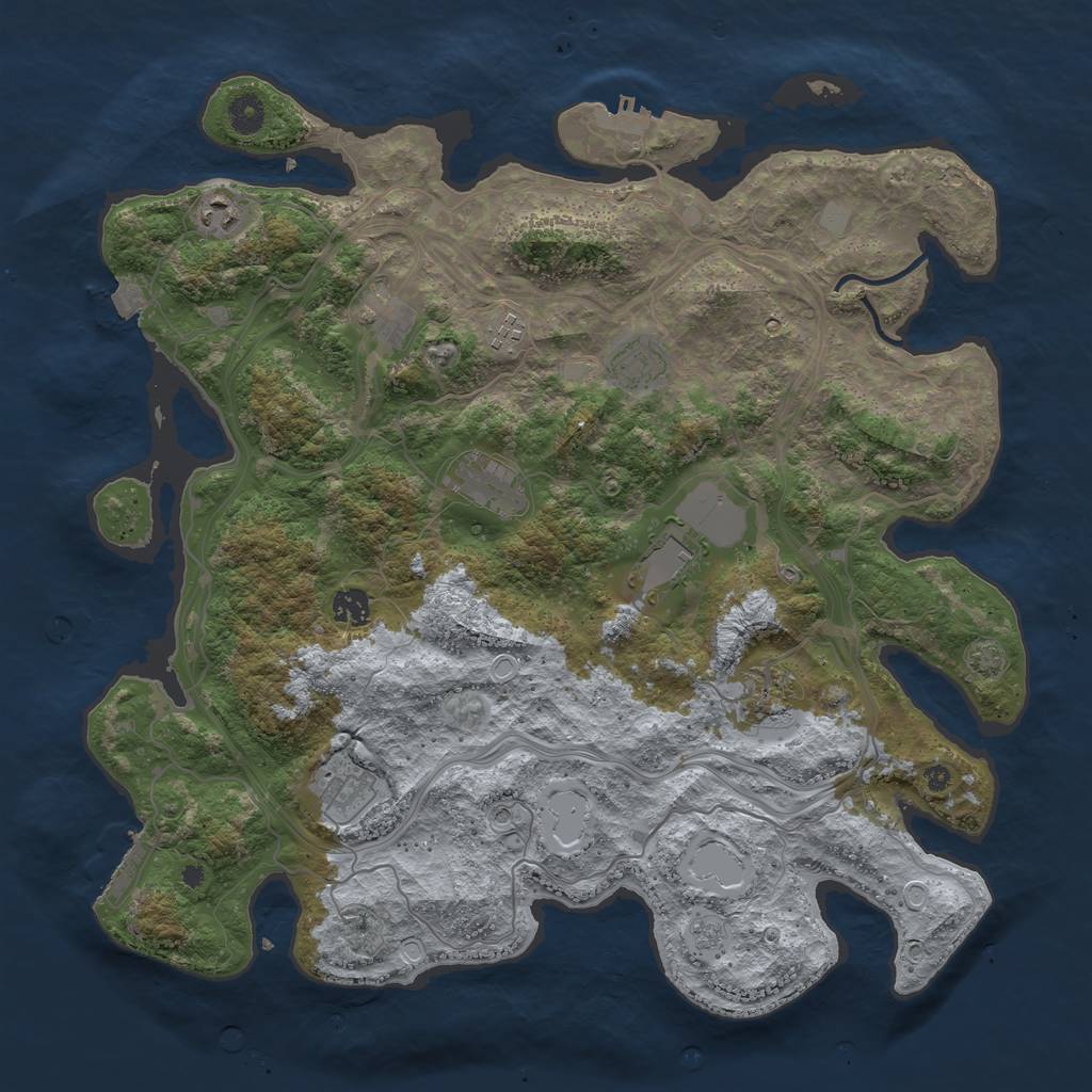 Rust Map: Procedural Map, Size: 4250, Seed: 1689656091, 17 Monuments