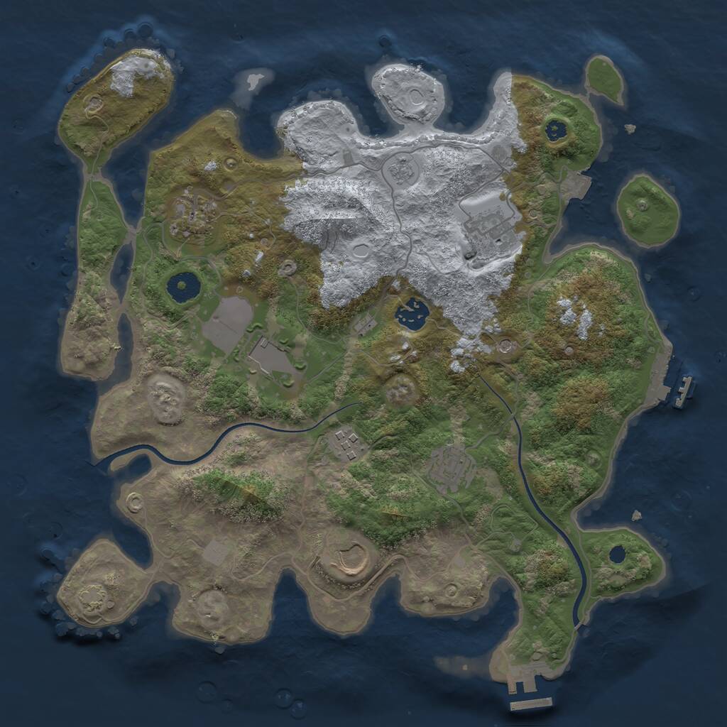Rust Map: Procedural Map, Size: 3500, Seed: 55378008, 13 Monuments