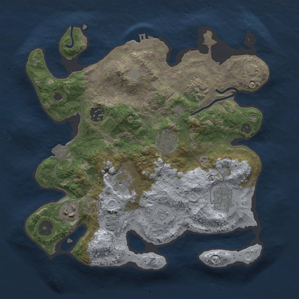 Rust Map: Procedural Map, Size: 3000, Seed: 53182, 13 Monuments