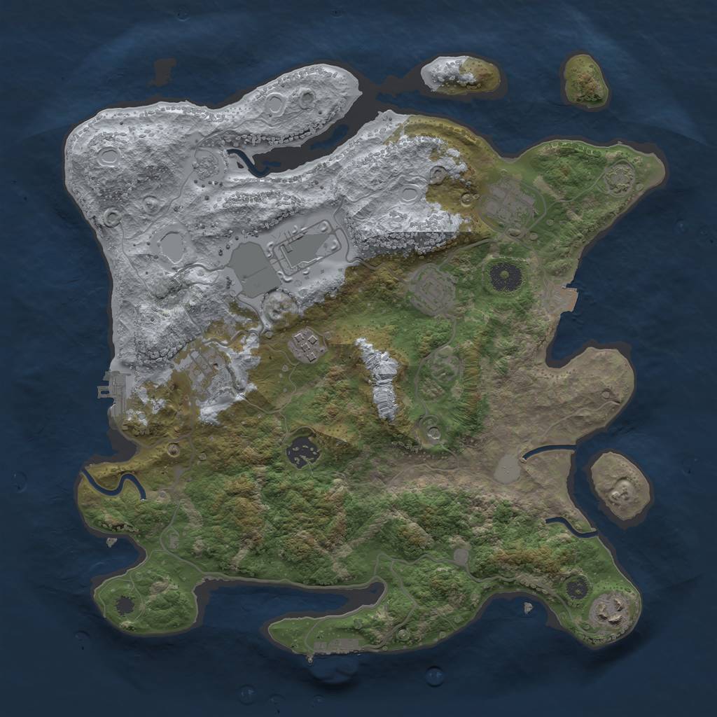 Rust Map: Procedural Map, Size: 3500, Seed: 961319950, 15 Monuments