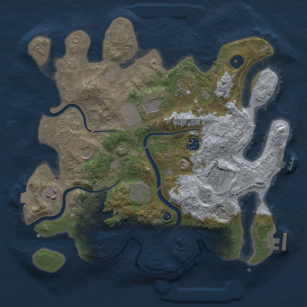 Rust Map: Procedural Map, Size: 3500, Seed: 994966, 14 Monuments