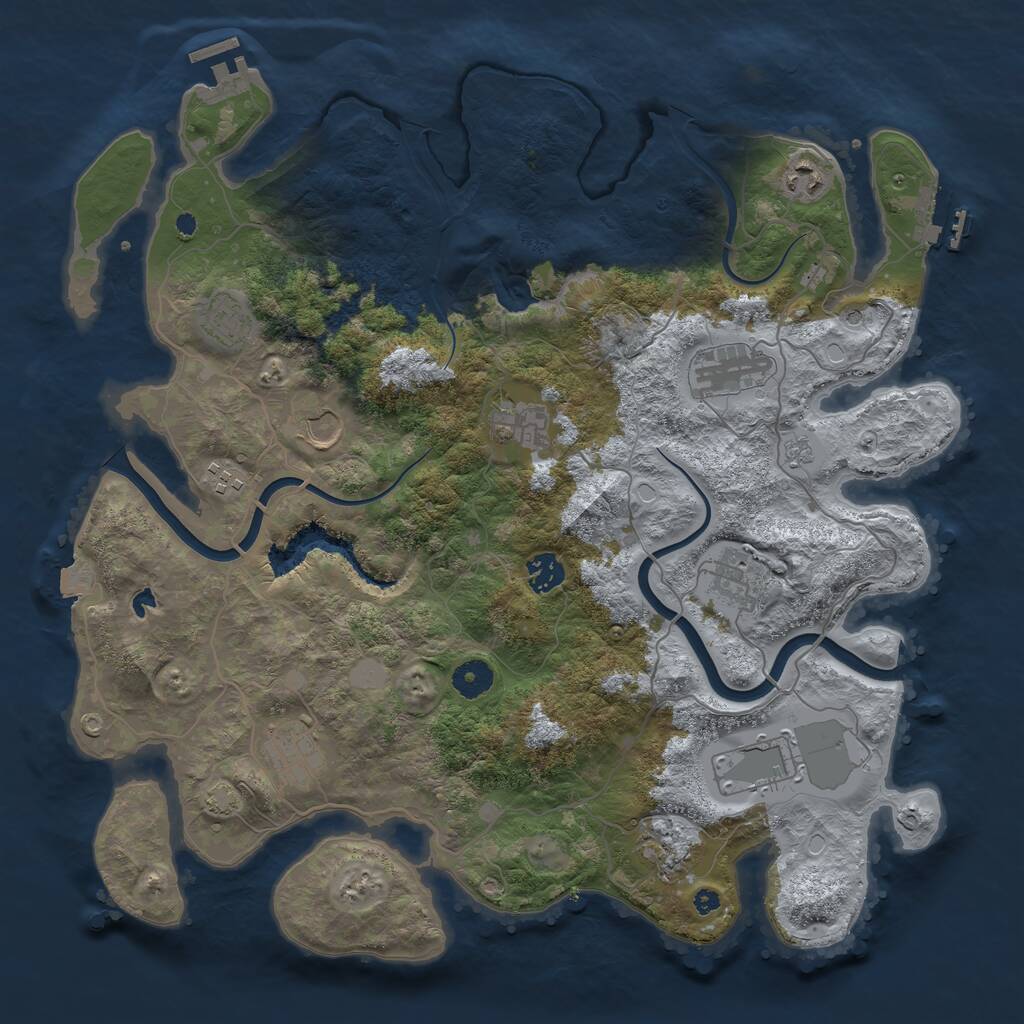 Rust Map: Procedural Map, Size: 4000, Seed: 2080161745, 17 Monuments
