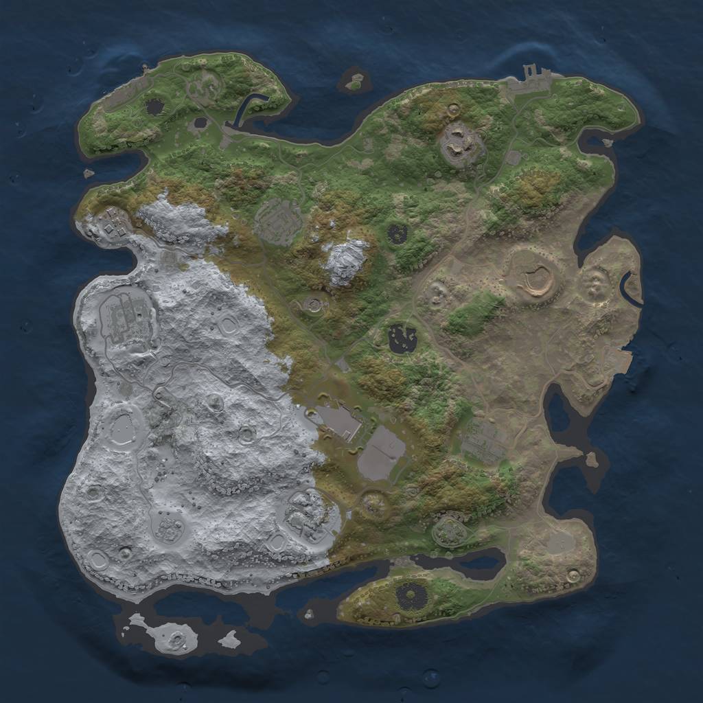 Rust Map: Procedural Map, Size: 3500, Seed: 791412393, 17 Monuments