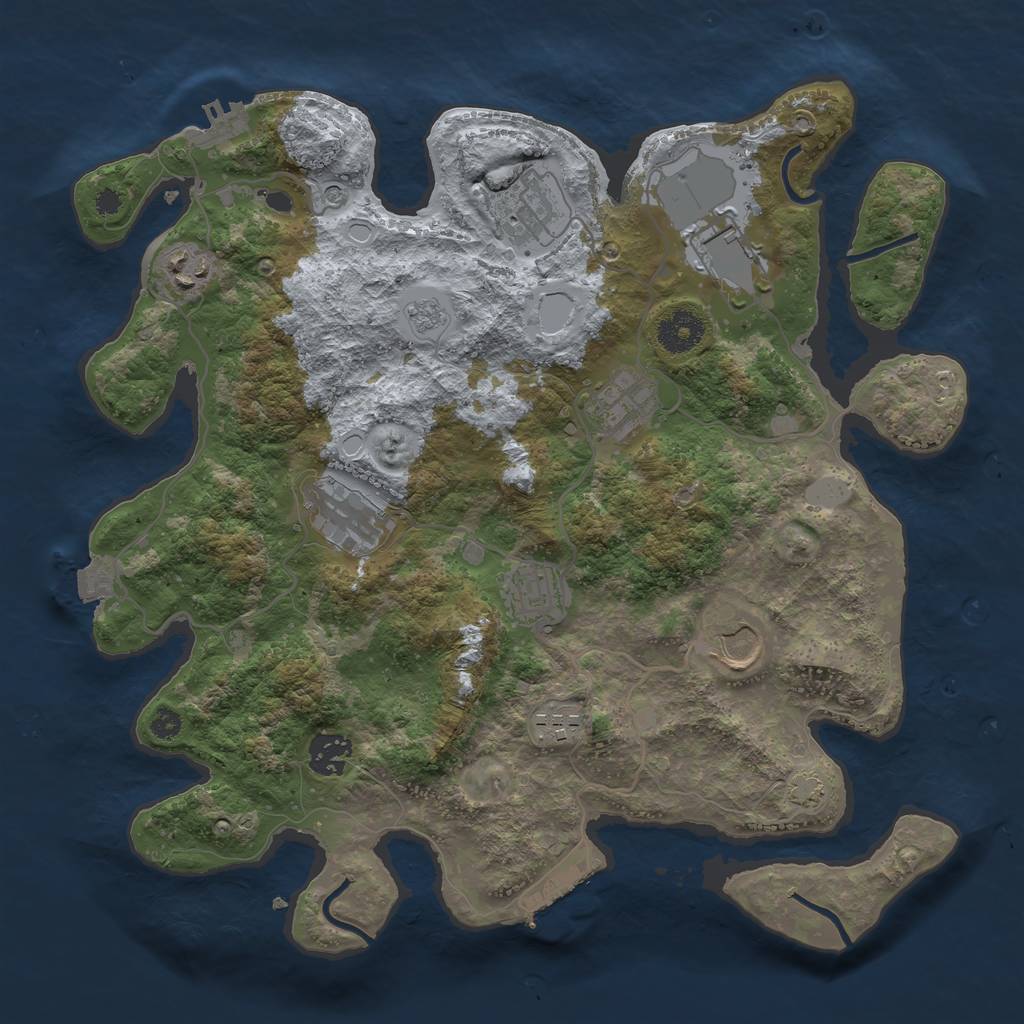 Rust Map: Procedural Map, Size: 3500, Seed: 538289065, 17 Monuments