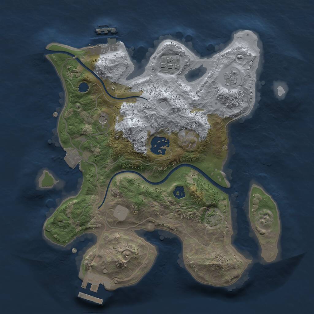 Rust Map: Procedural Map, Size: 2500, Seed: 65689698, 8 Monuments