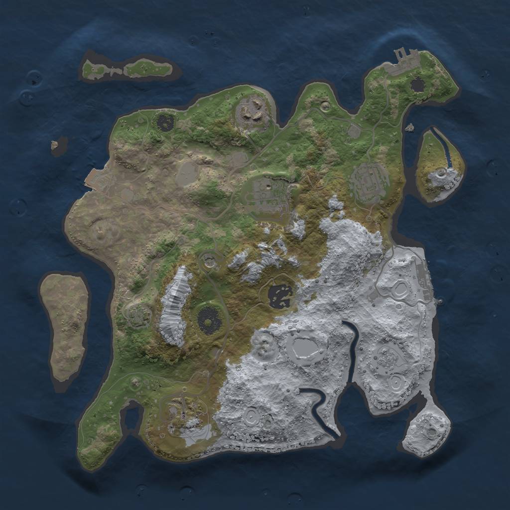 Rust Map: Procedural Map, Size: 3000, Seed: 6965, 13 Monuments