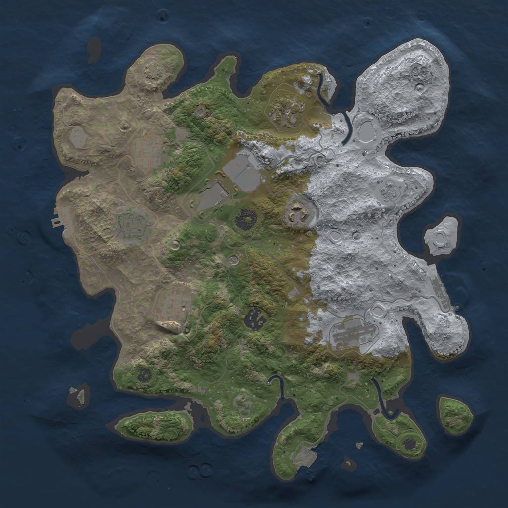 Rust Map: Procedural Map, Size: 3500, Seed: 554722, 16 Monuments