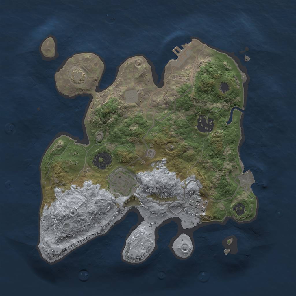 Rust Map: Procedural Map, Size: 2500, Seed: 18281, 8 Monuments