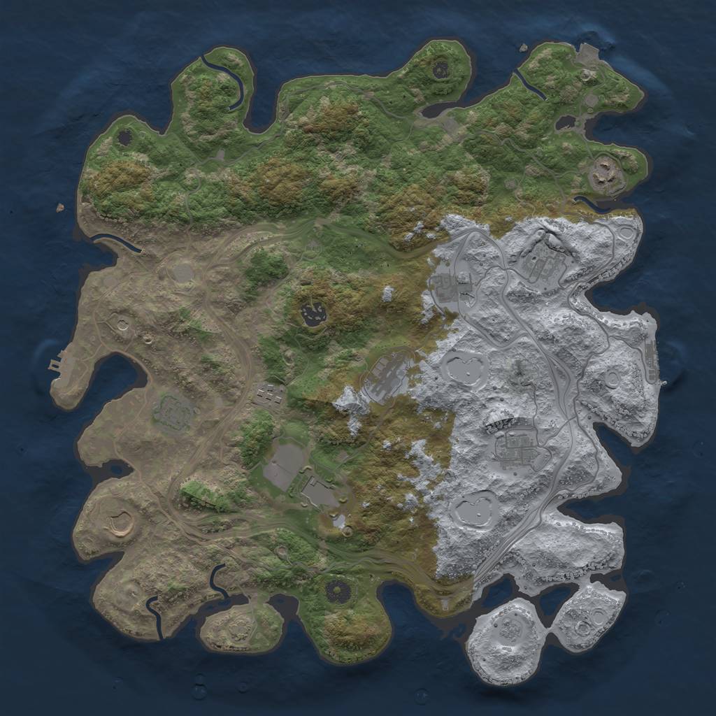 Rust Map: Procedural Map, Size: 4250, Seed: 743820650, 18 Monuments