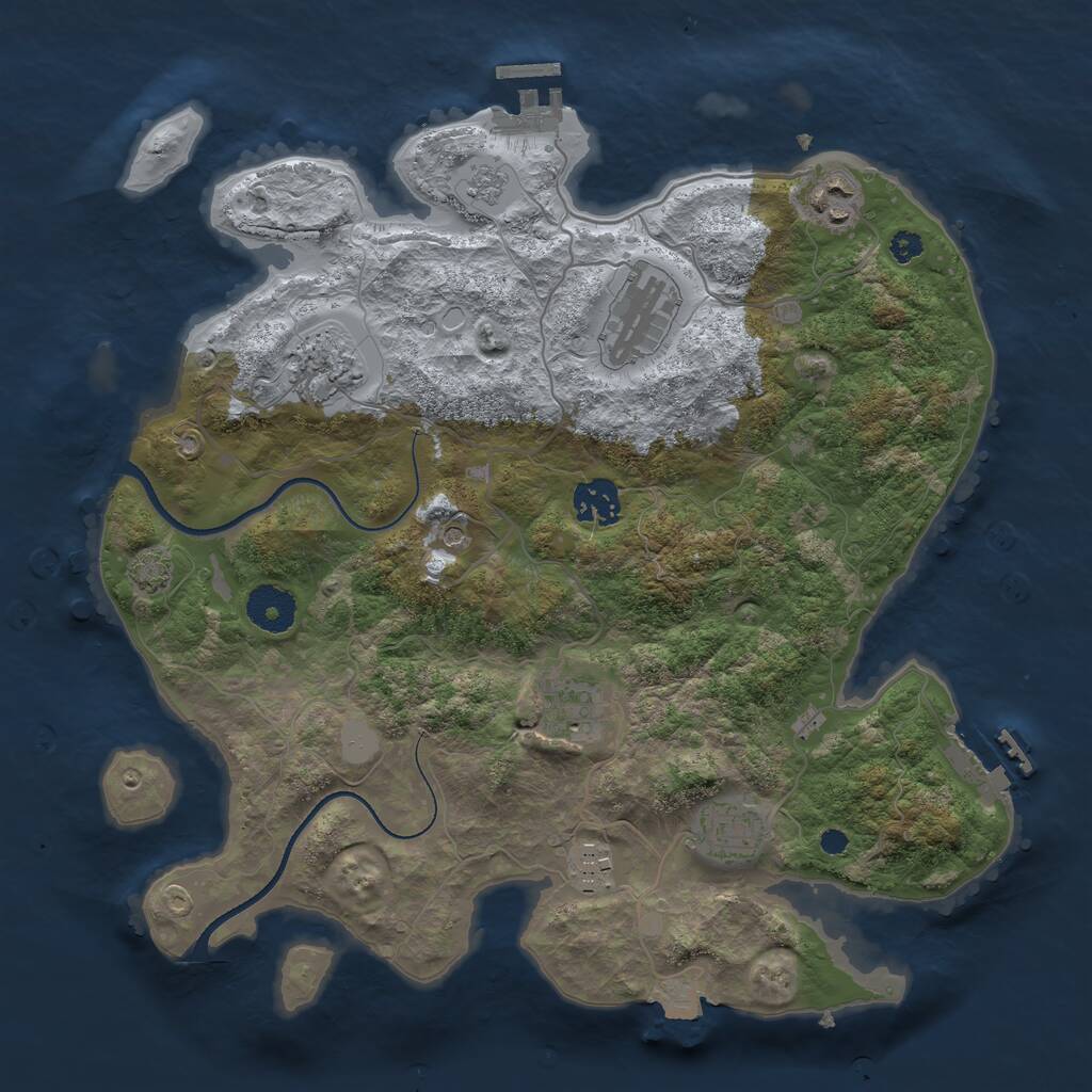 Rust Map: Procedural Map, Size: 3400, Seed: 385973526, 13 Monuments