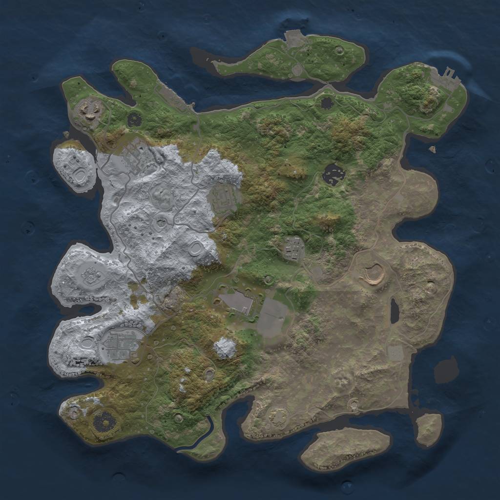 Rust Map: Procedural Map, Size: 3500, Seed: 1795187308, 16 Monuments