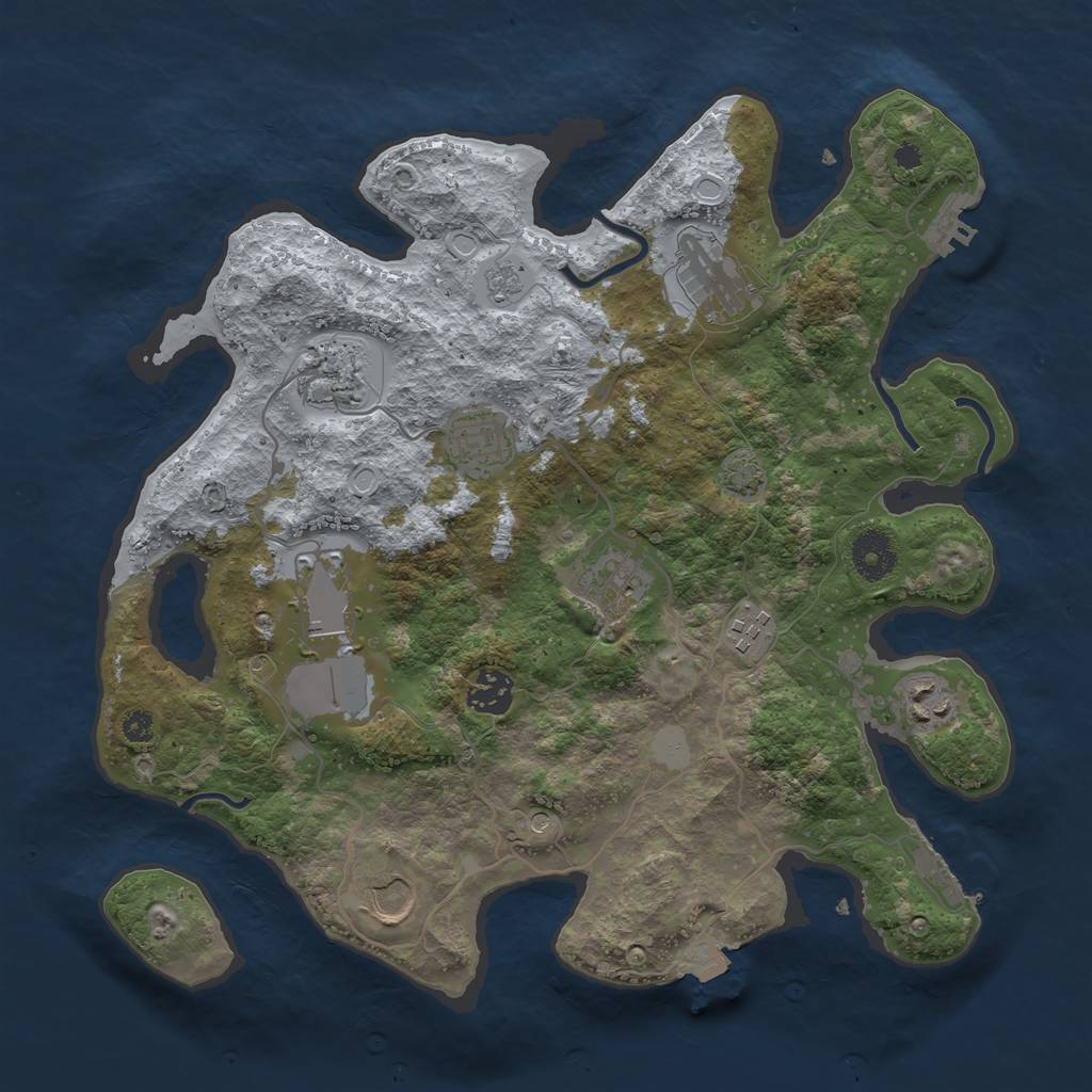 Rust Map: Procedural Map, Size: 3500, Seed: 533823898, 17 Monuments