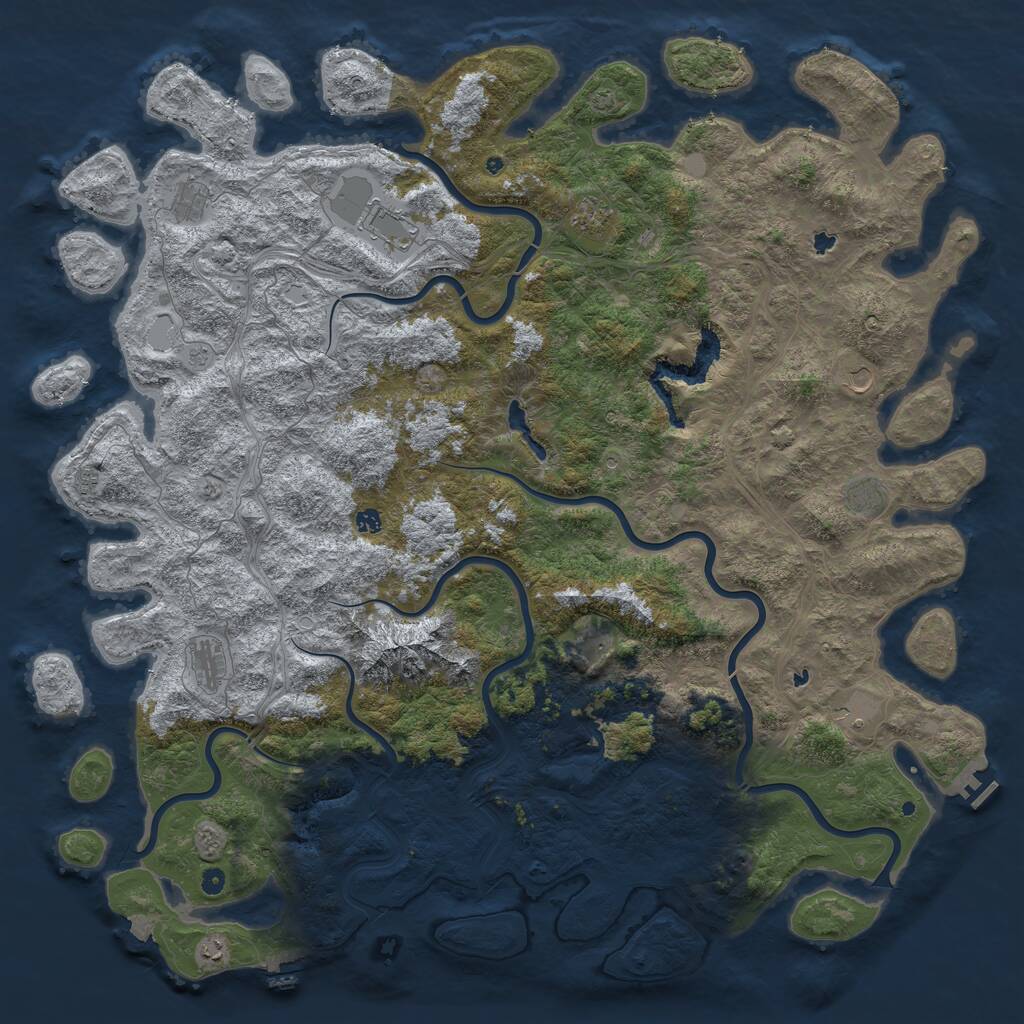 Rust Map: Procedural Map, Size: 6000, Seed: 1433152411, 17 Monuments
