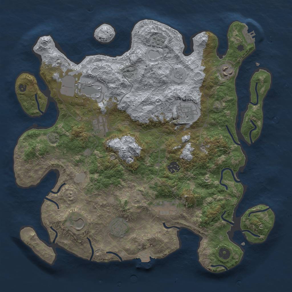 Rust Map: Procedural Map, Size: 3750, Seed: 592607942, 16 Monuments