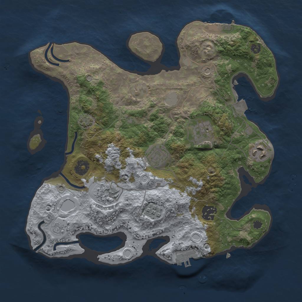 Rust Map: Procedural Map, Size: 3000, Seed: 438180206, 14 Monuments