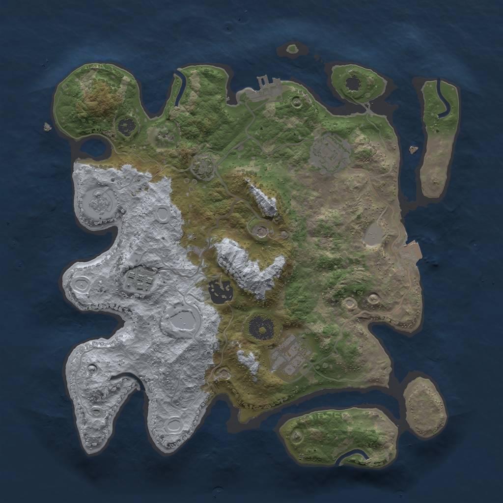 Rust Map: Procedural Map, Size: 3000, Seed: 25367, 11 Monuments