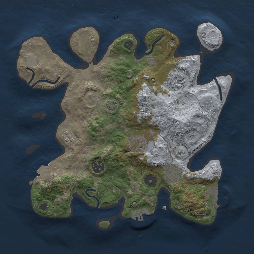 Rust Map: Procedural Map, Size: 3000, Seed: 82880217, 13 Monuments